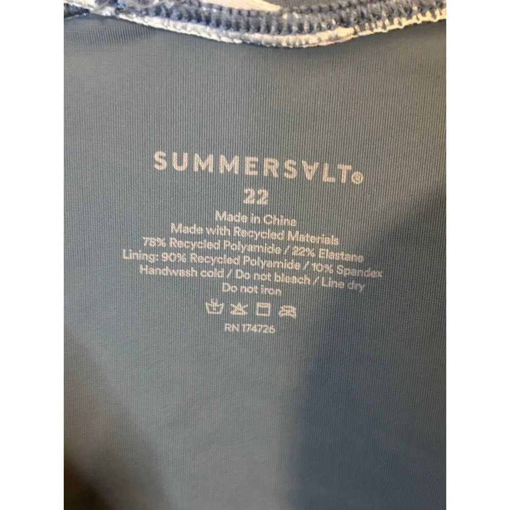 SUMMERSALT Teal Blue Colorblock The Perfect Wrap One Piece‎ Swimsuit 22 Bathing